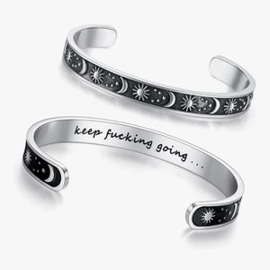 Inspirational Silver Cuff Bracelet